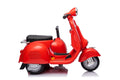 6V Licensed Vespa Scooter Motorcycle With Side Car For Kids, Red Red Chrome