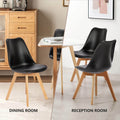 Pu Leather Upholstered Dining Chairs With Wood Legs, Set Of 4 For Kitchen, Black Black Wood