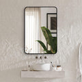 Black 24x32 INCH Metal Rectangle Barhroom mirror black-classic-mdf+glass-aluminium alloy