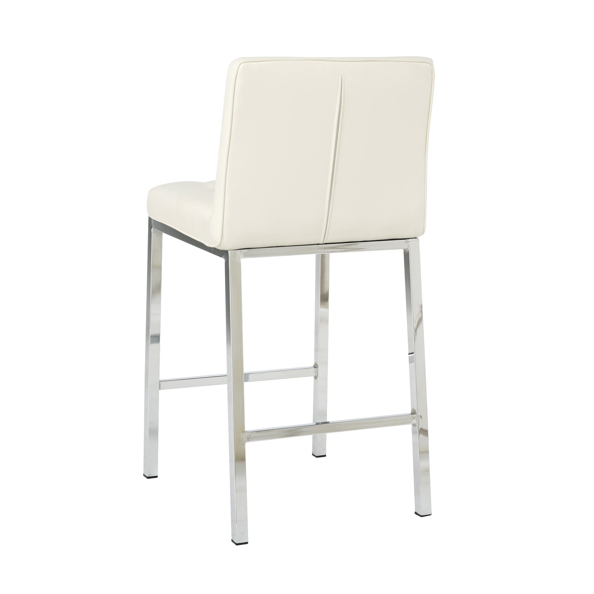 Modern Design High Counter Stool Electroplated Leg Kitchen Restaurant White Pu Bar Chair Set Of 2 White Foam