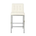 Modern Design High Counter Stool Electroplated Leg Kitchen Restaurant White Pu Bar Chair Set Of 2 White Foam