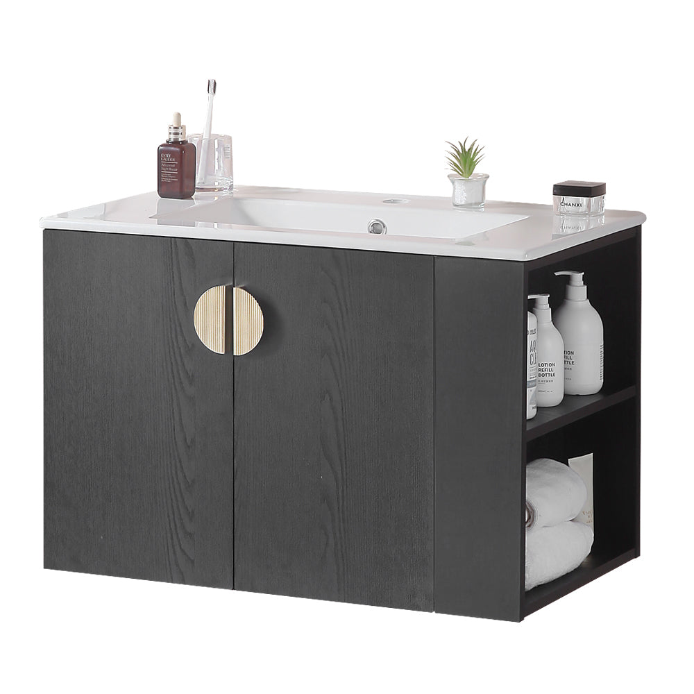 30" Bathroom Vanity with Sink,with two Doors Cabinet black-solid wood