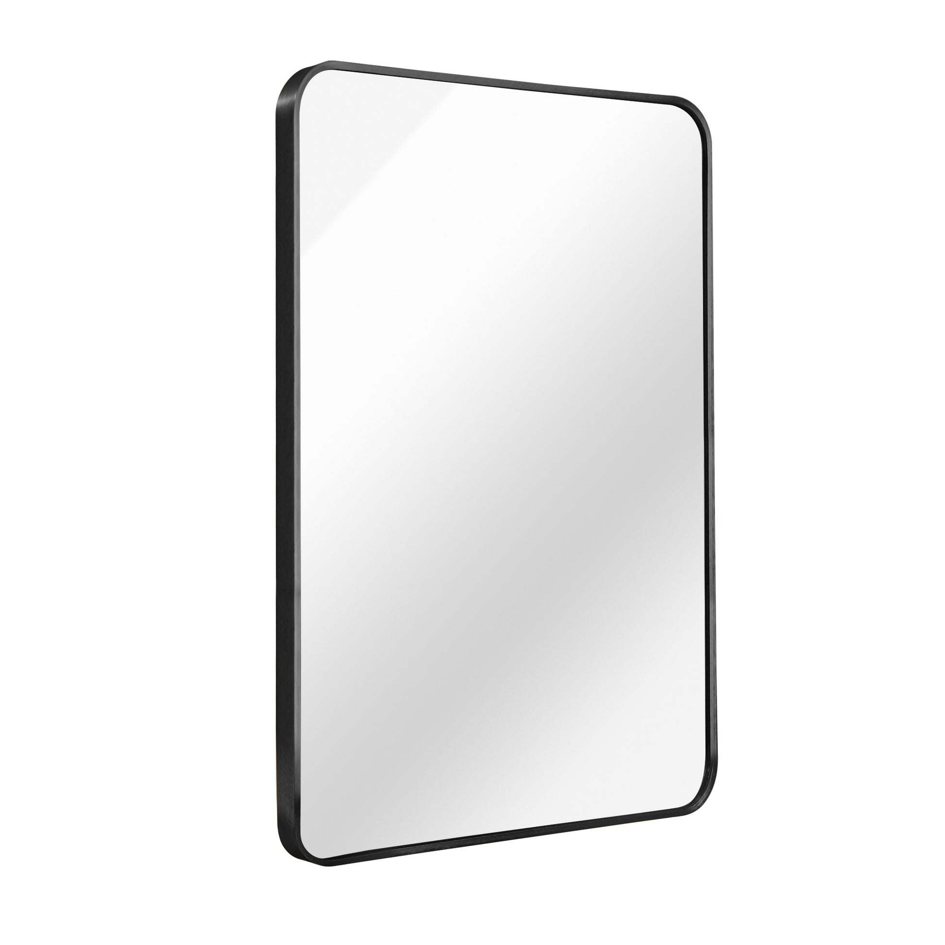 Black 22X30 Inch Metal Rectangle Barhroom Mirror Black Classic Mdf Glass Aluminium Alloy