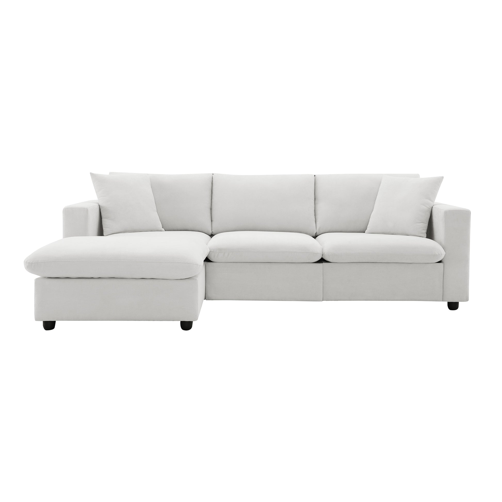100.4*64.6" Modern Sectional Sofa,L Shaped Couch Set With 2 Free Pillows,4 Seat Polyester Fabric Couch Set With Convertible Ottoman For Living Room, Apartment, Office,4 Colors White Polyester 3 Seat