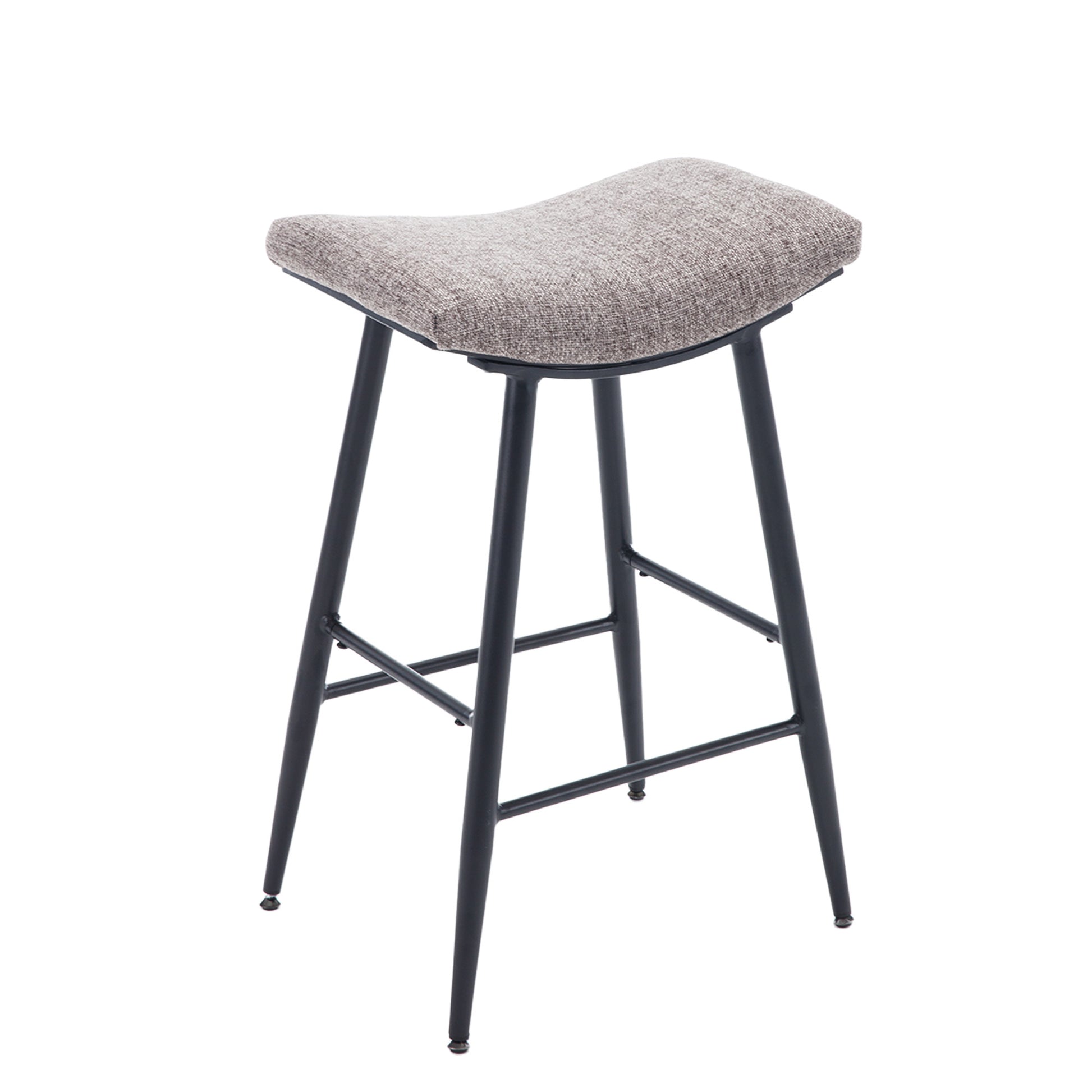 Bar Stools Set Of 2 Armless Counter Low Bar Stools Without Back Modern Linen Fabric Breakfast Stools With Metal Leg And Footrest,Coffee Coffee Kitchen Foam Dry Clean Modern Bar Stools Foam Linen