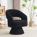 Swivel Accent Chair Armchair, Round Barrel Chair In Fabric For Living Room Bedroom,Black Teddy Black Foam Faux Fur