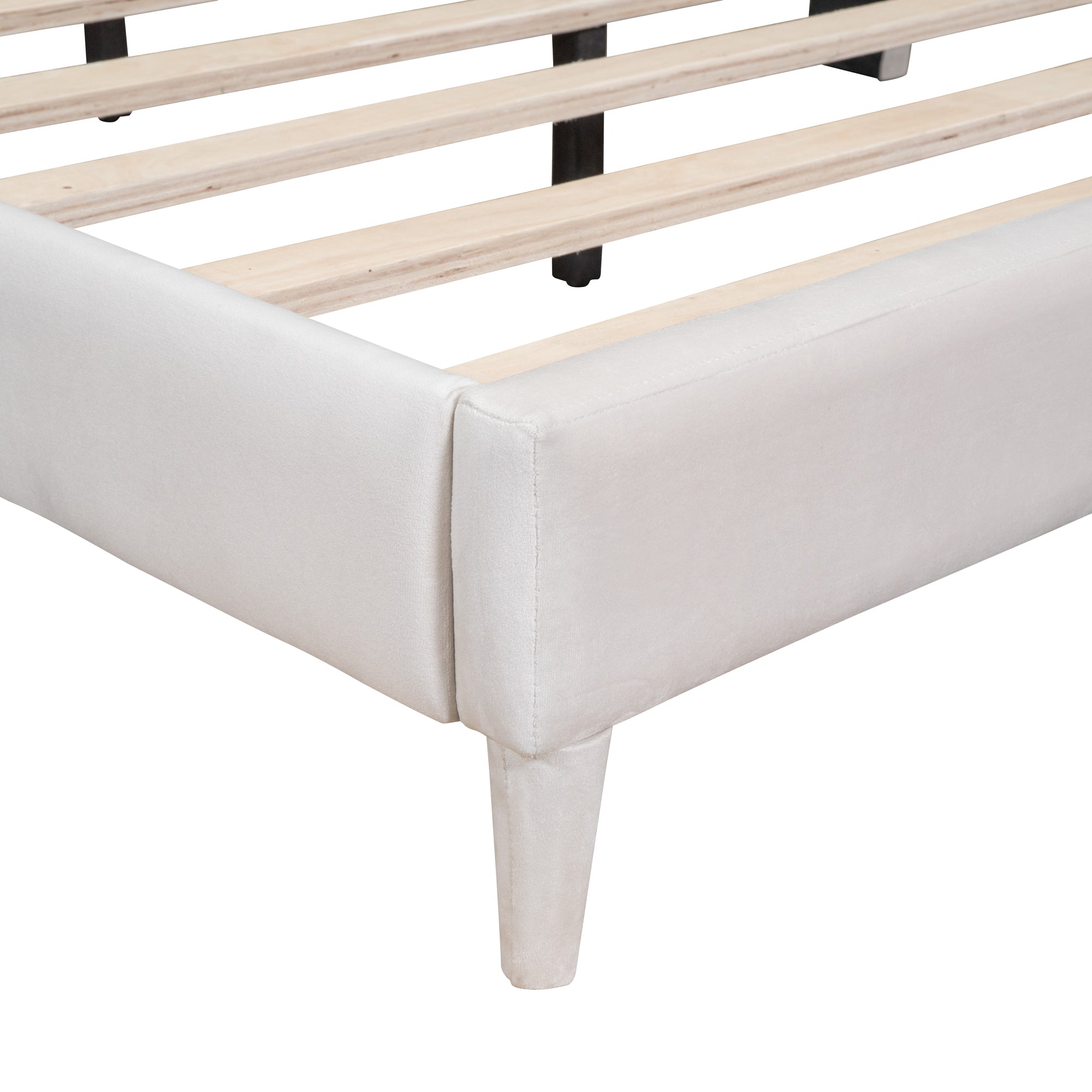 Full size Upholstered Cloud Shape Bed ,Velvet Platform beige-velvet