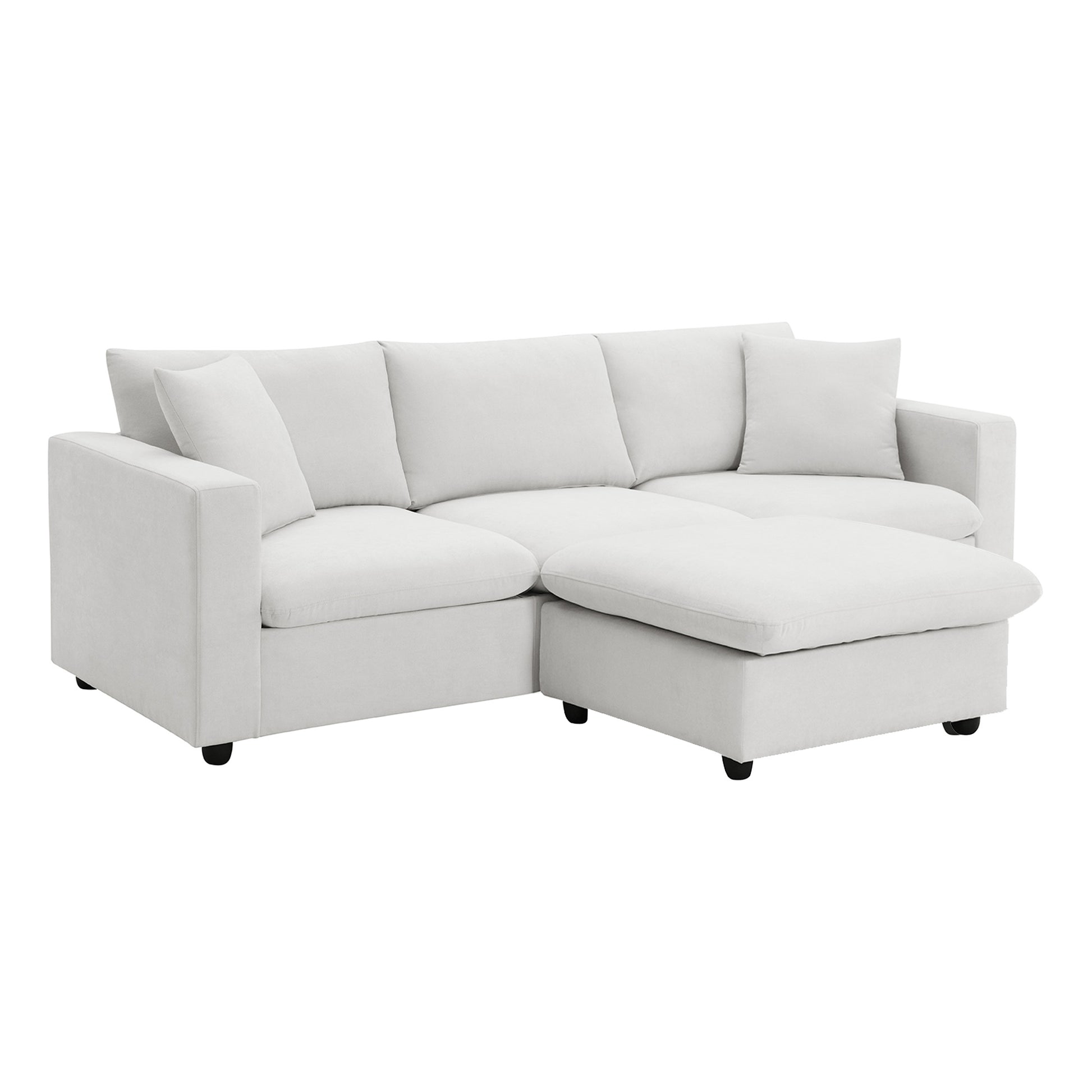 100.4*64.6" Modern Sectional Sofa,L Shaped Couch Set With 2 Free Pillows,4 Seat Polyester Fabric Couch Set With Convertible Ottoman For Living Room, Apartment, Office,4 Colors White Polyester 3 Seat