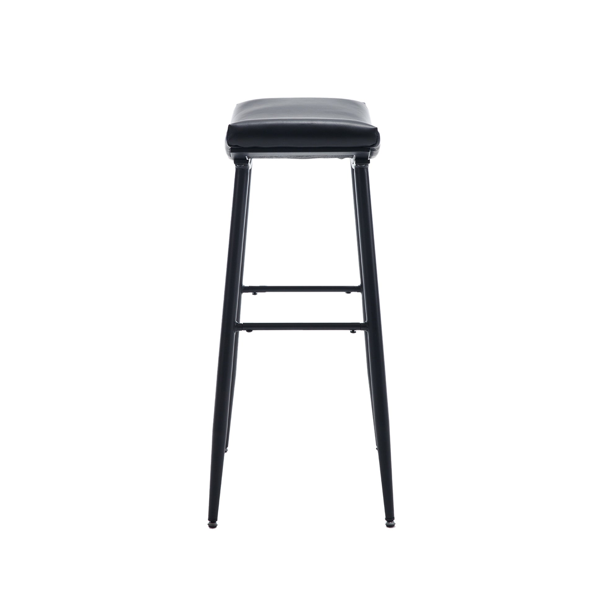 Counter Height Bar Stool Set Of 2 For Dining Room Kitchen Counter Island, Pu Upholstered Breakfast Stools With Footrest,Black Black Pu Kitchen Foam Dry Clean Modern Bar Stools Foam Pu Leather