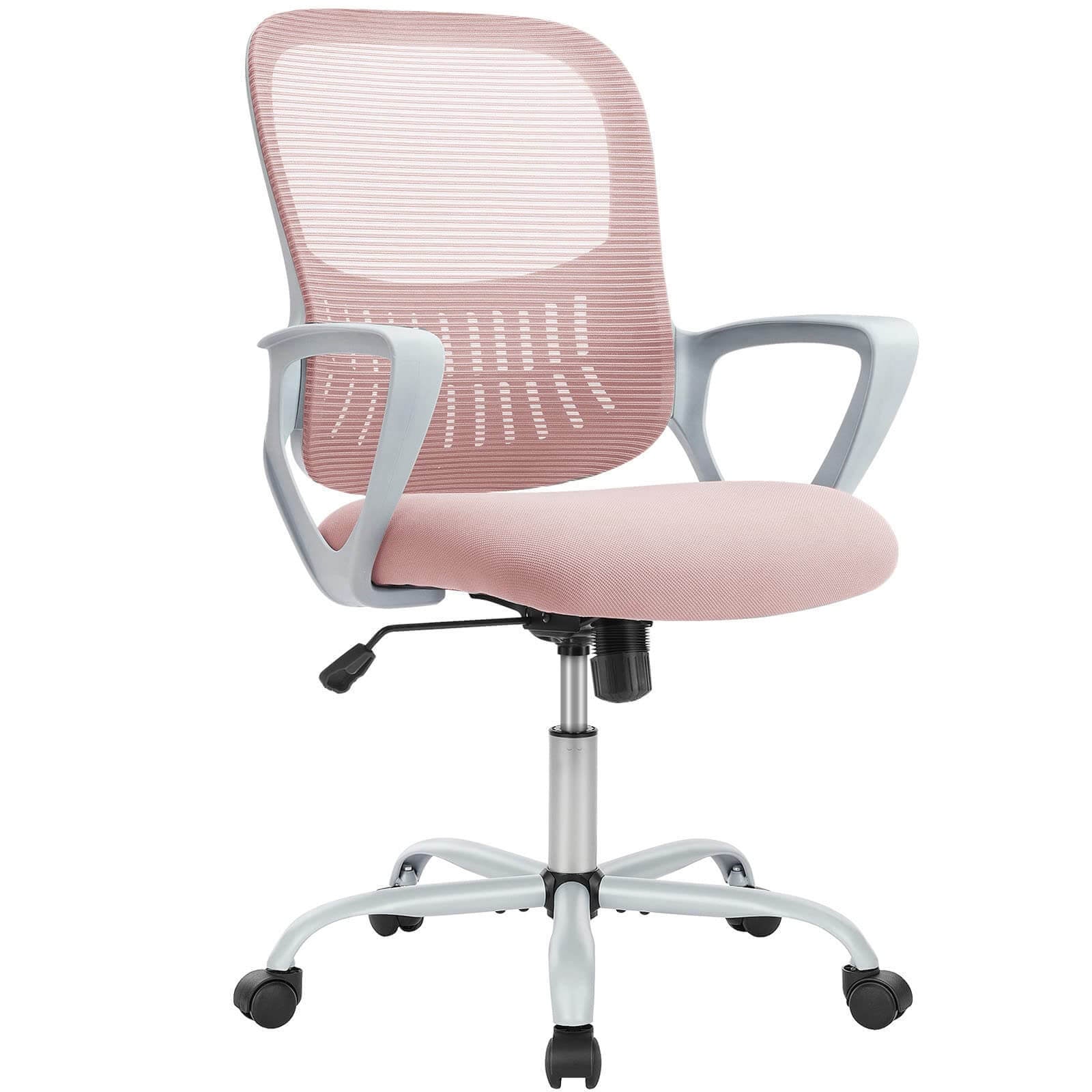Mid Back Task Chair with Lumbar Support,Pink pink-abs+pc