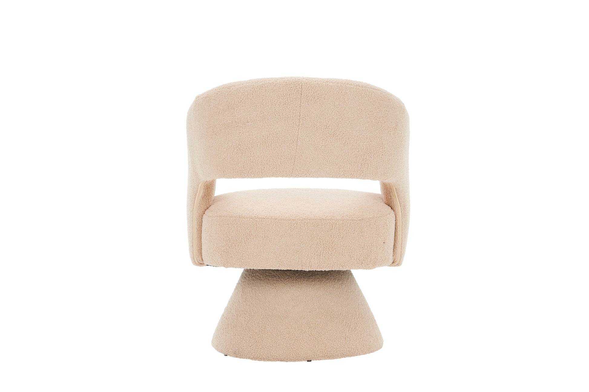 Swivel Accent Chair Armchair, Round Barrel Chair In Fabric For Living Room Bedroom,Nude Teddy Cream Faux Fur