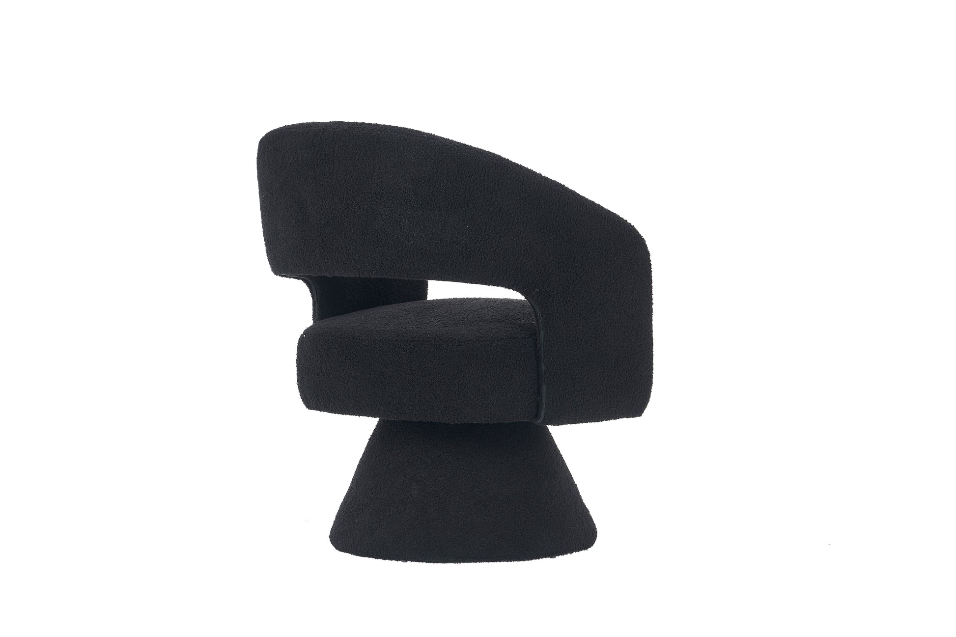 Swivel Accent Chair Armchair, Round Barrel Chair In Fabric For Living Room Bedroom,Black Teddy Black Foam Faux Fur
