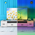 White Tv Stand For Living Room, Modern Entertainment Center Stand For Tv Up To 90 Inch, Large Led Tv Stand With 4 Storage Drawers, High Glossy Waterproof Tv Console, Tv Table Media Furniture White Particle Board