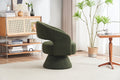 Swivel Accent Chair Armchair, Round Barrel Chair In Fabric For Living Room Bedroom,Green Teddy Green Foam Faux Fur