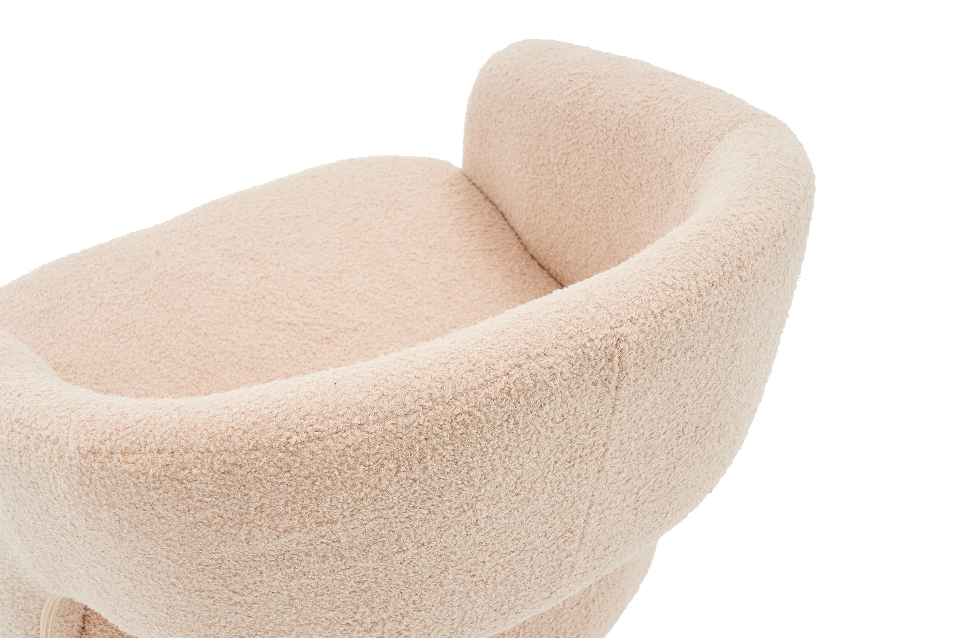 Swivel Accent Chair Armchair, Round Barrel Chair In Fabric For Living Room Bedroom,Nude Teddy Cream Faux Fur