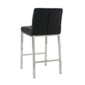 Modern Design High Counter Stool Electroplated Leg Kitchen Restaurant Black Pu Bar Chair Set Of 2 Black Foam