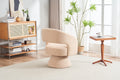 Swivel Accent Chair Armchair, Round Barrel Chair In Fabric For Living Room Bedroom,Nude Teddy Cream Faux Fur