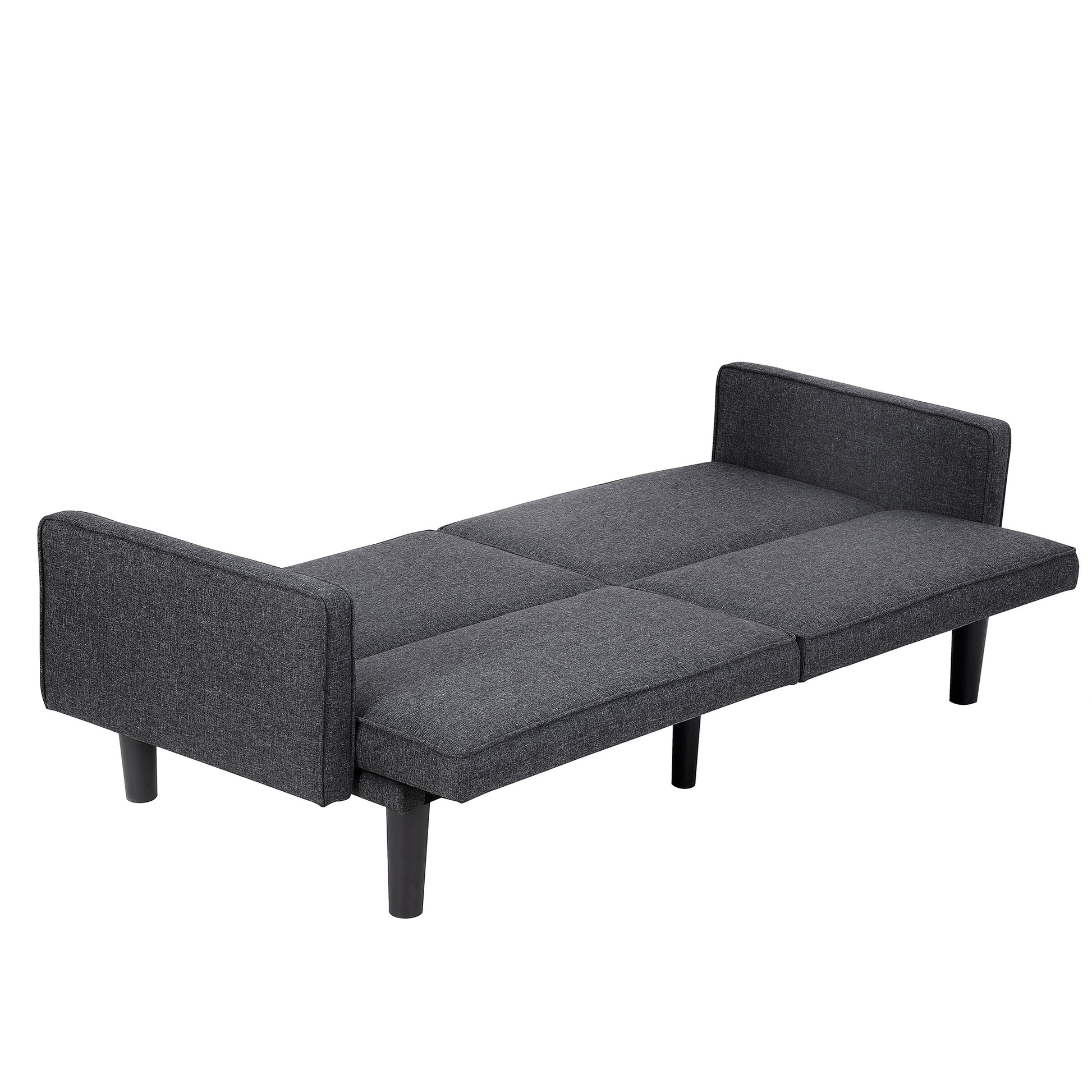 Futon Sofa Bed Convertible Sectional Sleeper Couch, Loveseat Bed With Tapered Legs For Living Room, Study, Dorm, Office Black Burlap 2 Seat