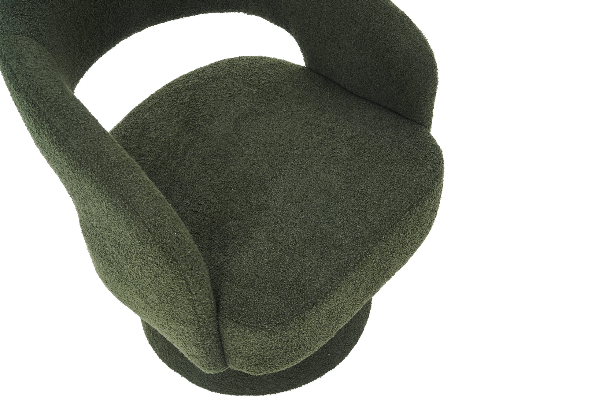 Swivel Accent Chair Armchair, Round Barrel Chair In Fabric For Living Room Bedroom,Green Teddy Green Foam Faux Fur