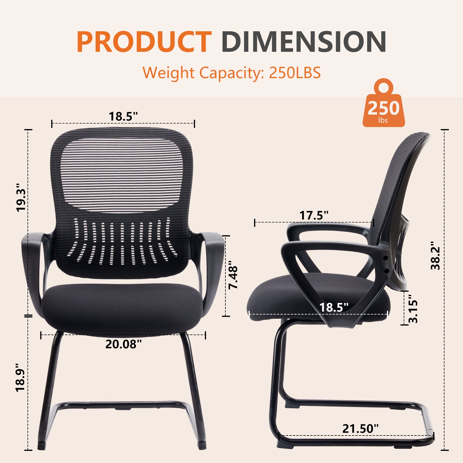 Mid Back Task Chair with Lumbar Support,Black L,Two black-abs+pc