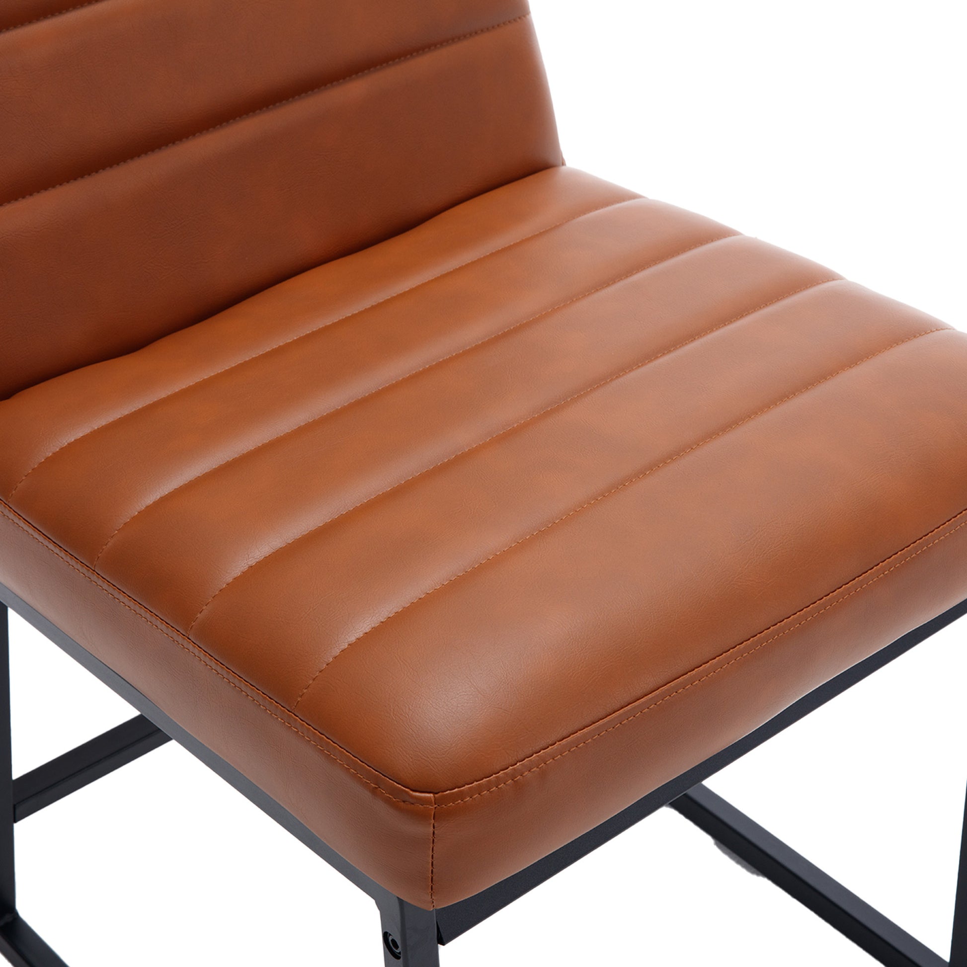 Upholstered Leather Dining Chairs Set Of 2 With Metal Legs, Mid Century Modern Leisure Chairs For Kitchen Living Room Dining Room Bistro Coffee Shop,Brown Brown Dining Room Foam Dry Clean Modern Dining Chairs Foam Pu Leather