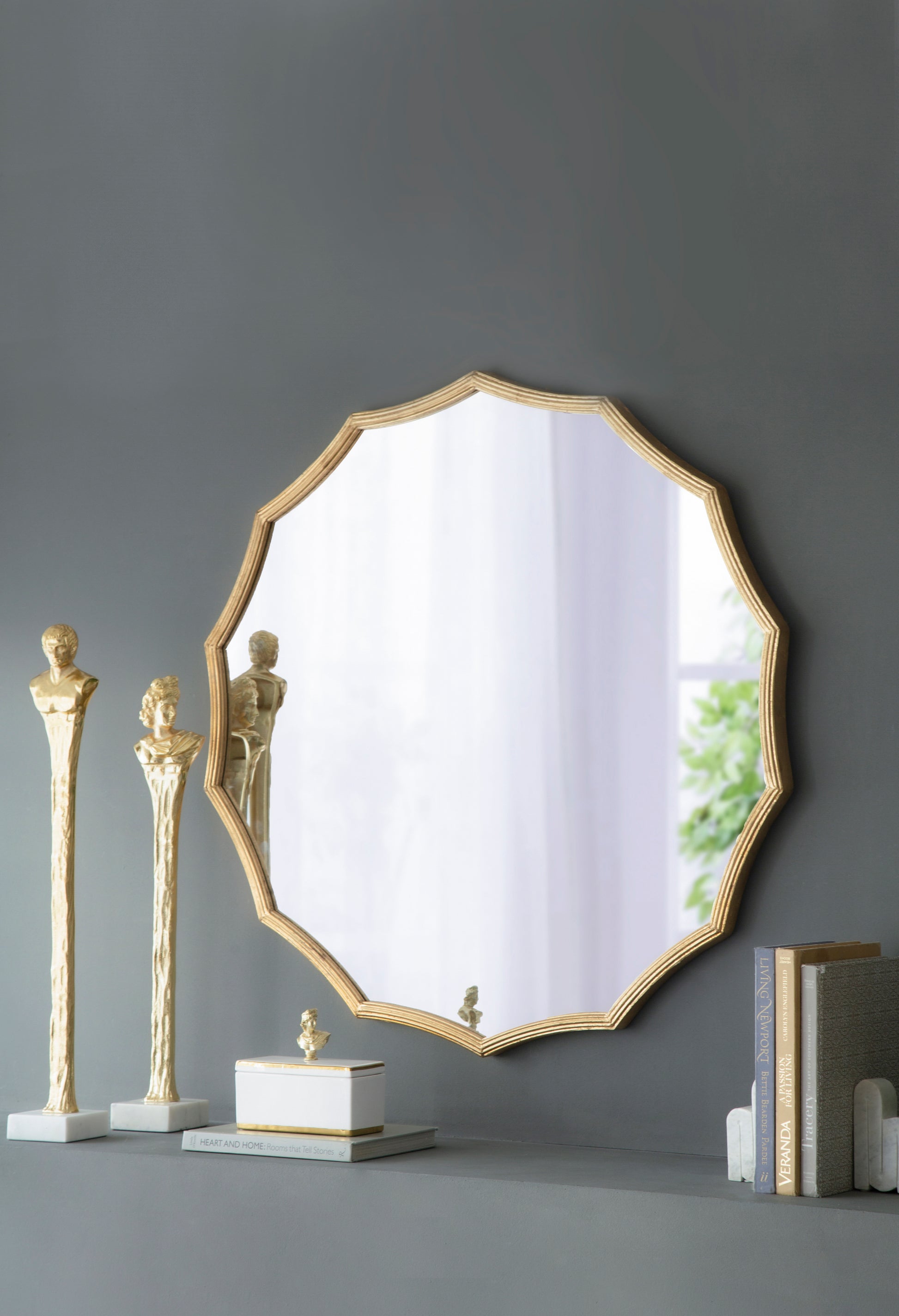 D40" Round Sunburst Wall Mirror with Gold Finish,