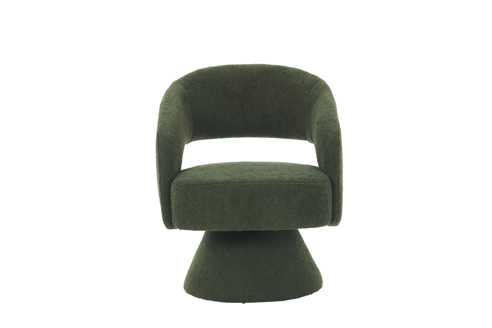 Swivel Accent Chair Armchair, Round Barrel Chair In Fabric For Living Room Bedroom,Green Teddy Green Foam Faux Fur