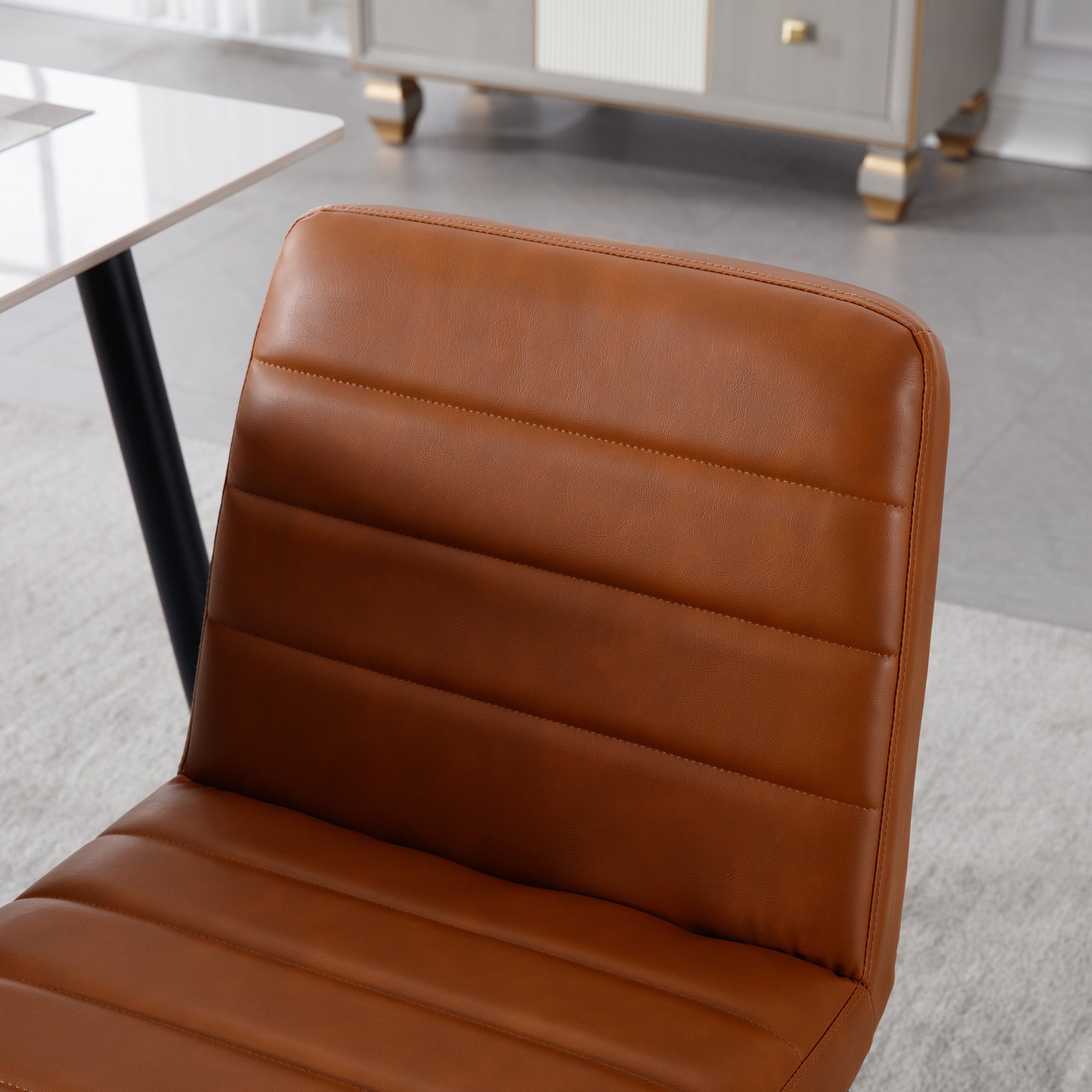 Upholstered Leather Dining Chairs Set Of 2 With Metal Legs, Mid Century Modern Leisure Chairs For Kitchen Living Room Dining Room Bistro Coffee Shop,Brown Brown Dining Room Foam Dry Clean Modern Dining Chairs Foam Pu Leather