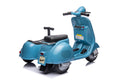 6V Licensed Vespa Scooter Motorcycle With Side Car For Kids, Blue Blue Chrome