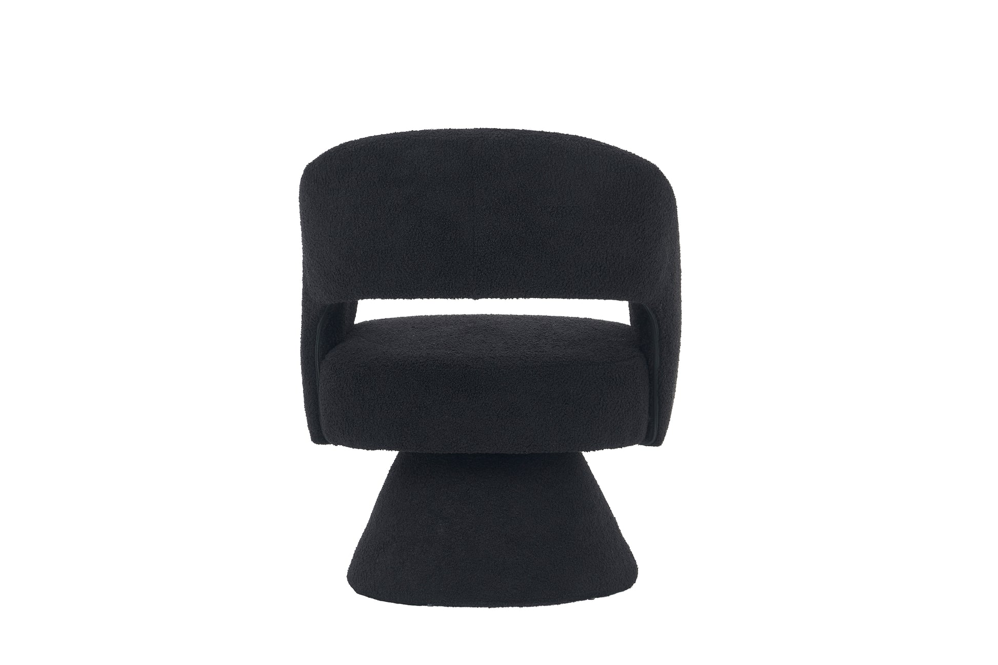 Swivel Accent Chair Armchair, Round Barrel Chair In Fabric For Living Room Bedroom,Black Teddy Black Foam Faux Fur