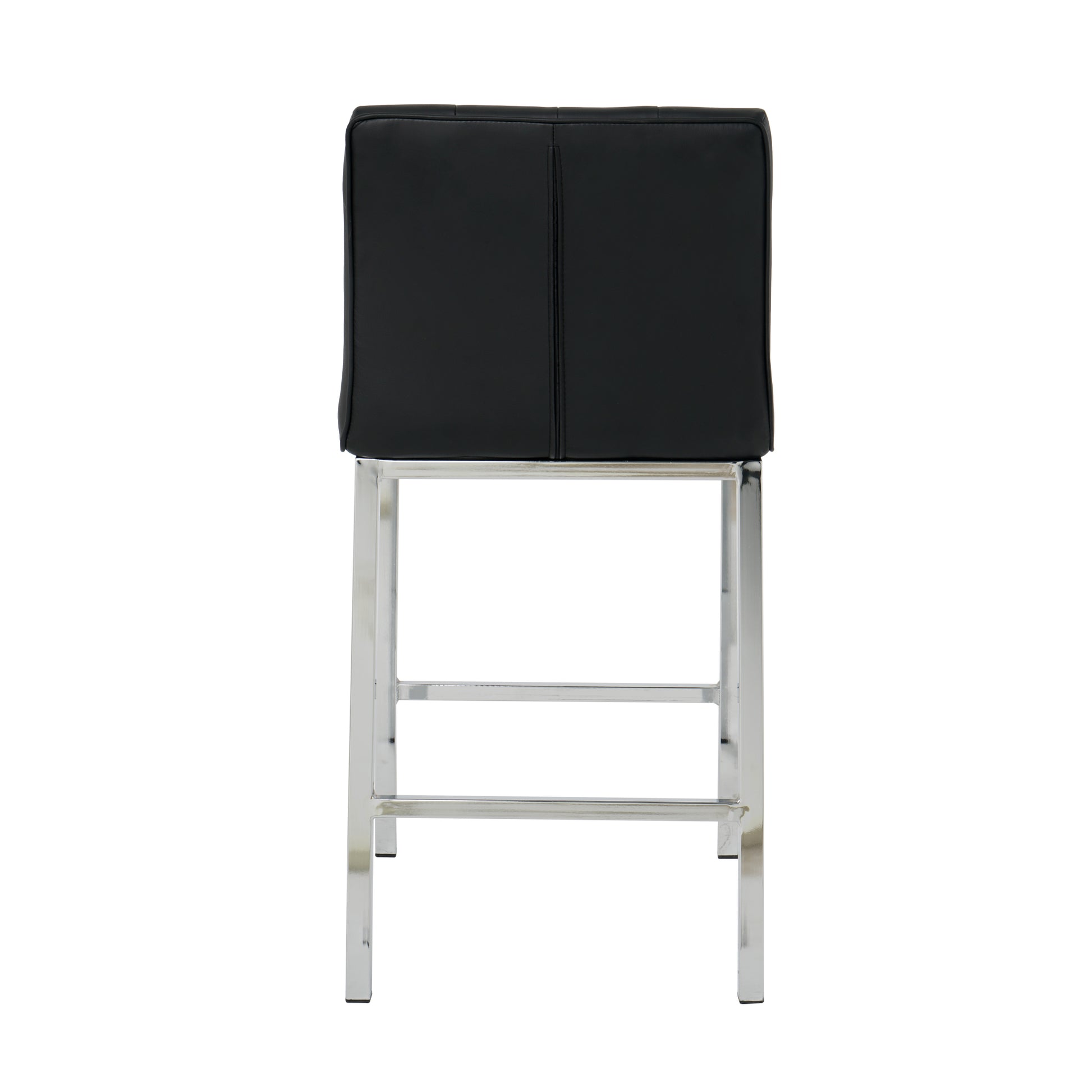 Modern Design High Counter Stool Electroplated Leg Kitchen Restaurant Black Pu Bar Chair Set Of 2 Black Foam