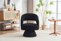 Swivel Accent Chair Armchair, Round Barrel Chair In Fabric For Living Room Bedroom,Black Teddy Black Foam Faux Fur