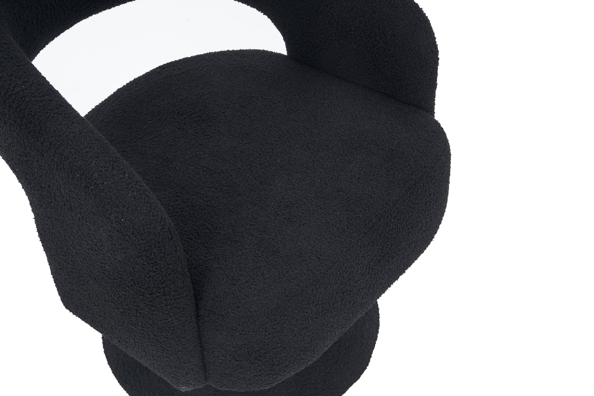 Swivel Accent Chair Armchair, Round Barrel Chair In Fabric For Living Room Bedroom,Black Teddy Black Foam Faux Fur