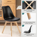 Pu Leather Upholstered Dining Chairs With Wood Legs, Set Of 4 For Kitchen, Black Black Wood