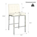 Modern Design High Counter Stool Electroplated Leg Kitchen Restaurant White Pu Bar Chair Set Of 2 White Foam