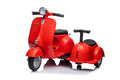 6V Licensed Vespa Scooter Motorcycle With Side Car For Kids, Red Red Chrome