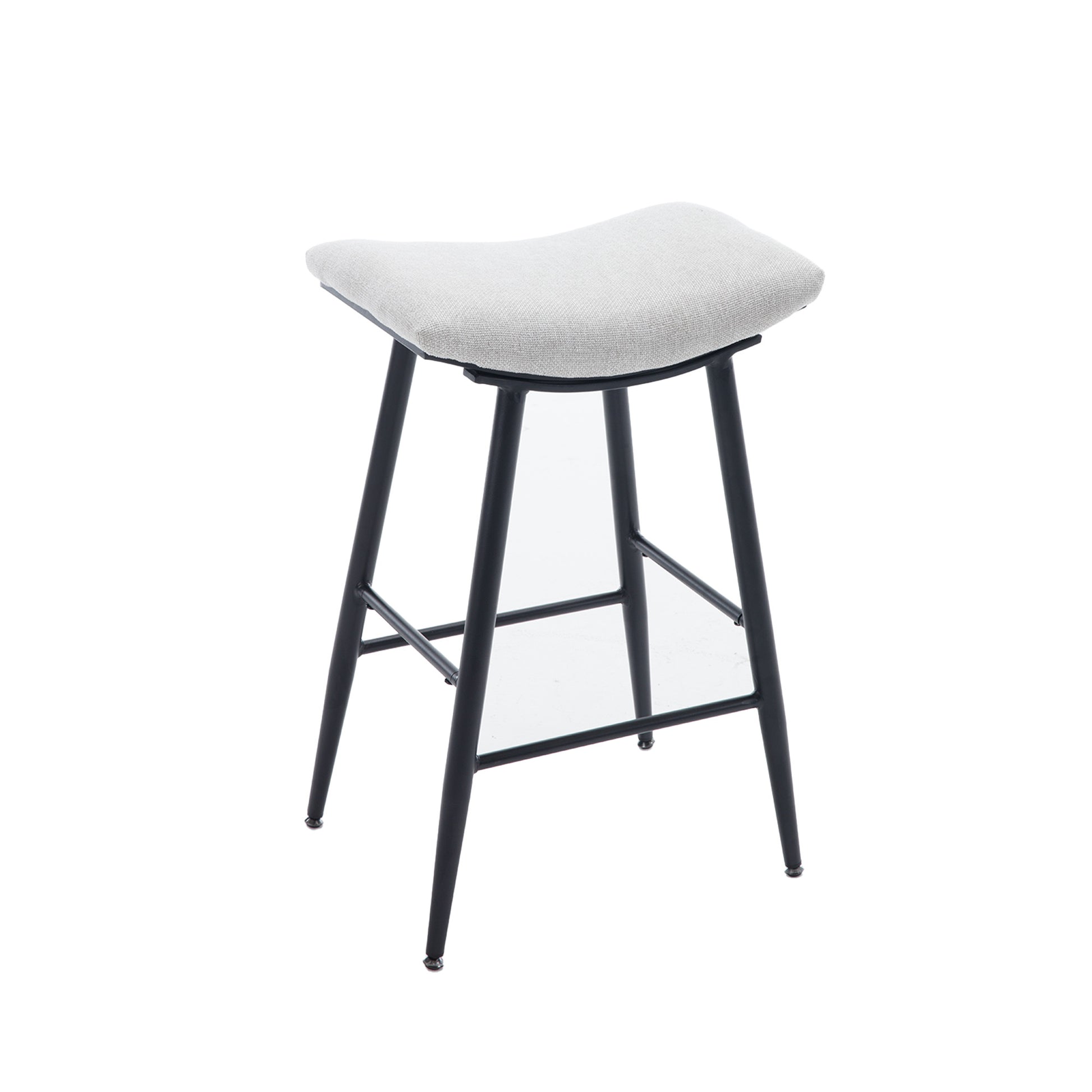 Bar Stools Set Of 2 Armless Counter Low Bar Stools Without Back Modern Linen Fabric Breakfast Stools With Metal Leg And Footrest,Beige Gray Pale Blue Beige Kitchen Foam Dry Clean Modern Bar Stools Foam Linen