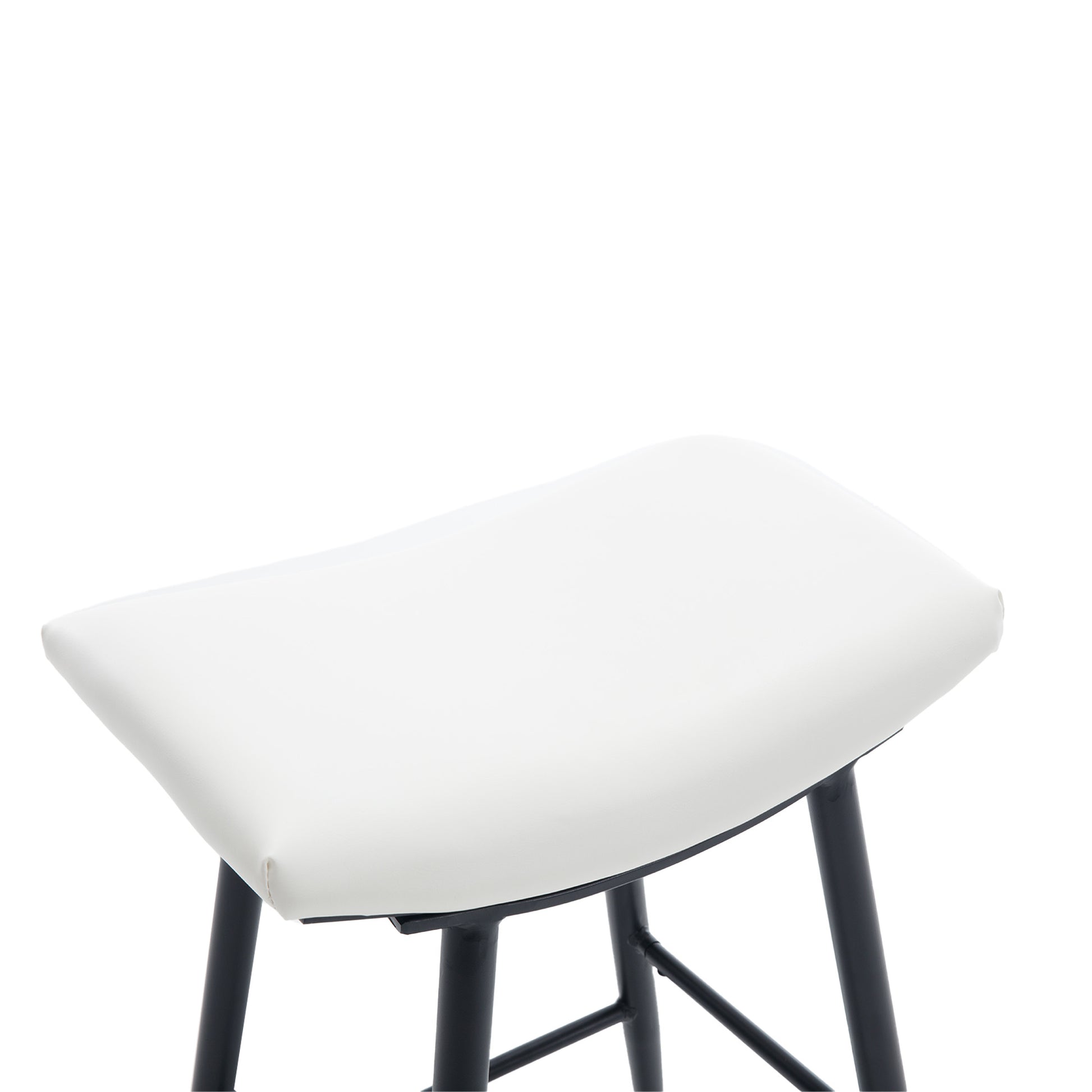 Bar Stools Set Of 2 Armless Counter Low Bar Stools Without Back Modern Pu Leather Stools With Metal Leg And Footrest,Cream Cream Kitchen Foam Dry Clean Modern Bar Stools Foam Pu Leather