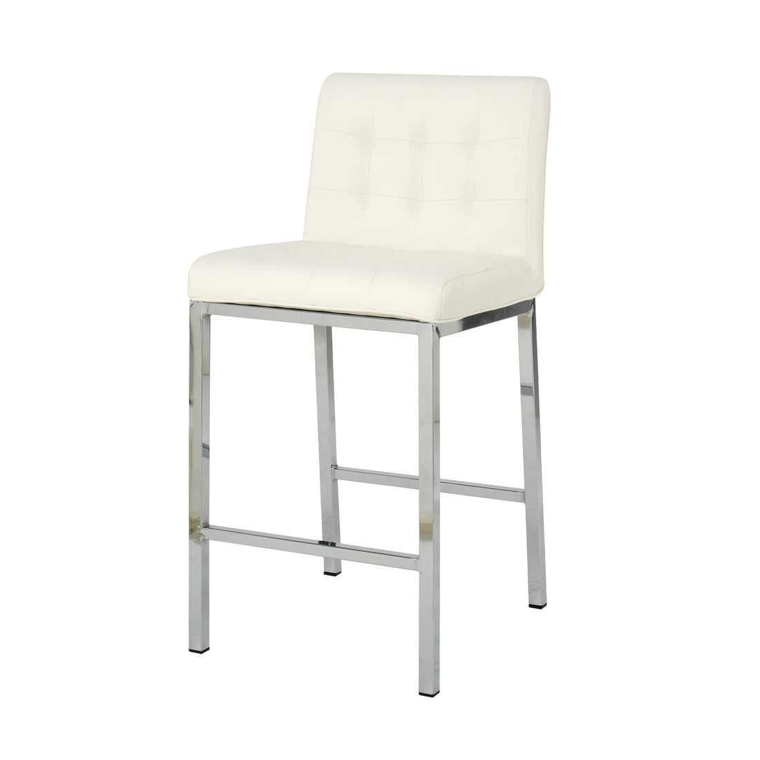 Modern Design High Counter Stool Electroplated Leg Kitchen Restaurant White Pu Bar Chair Set Of 2 White Foam