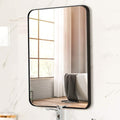 Black 22X30 Inch Metal Rectangle Barhroom Mirror Black Classic Mdf Glass Aluminium Alloy