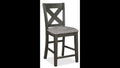 Transitional Farmhouse 2Pc Set Counter Height Dining Chair Gray Upholstered Seat X Back Design Dining Room Wooden Furniture Gray Gray Farmhouse Side Chair Wood