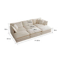 Comfortable Deep Seat Reversible Modular 6 Seater Sectional Super Soft Sofa U Shaped Sectional Couch With 3 Ottomans, 3 Toss Pillows And 2 Arm Pillowsbeige Chenille Beige Chenille 3 Seat