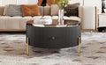 Modern Round Coffee Table With 2 Large Drawers Storage Accent Table 31.5'' Black Mdf