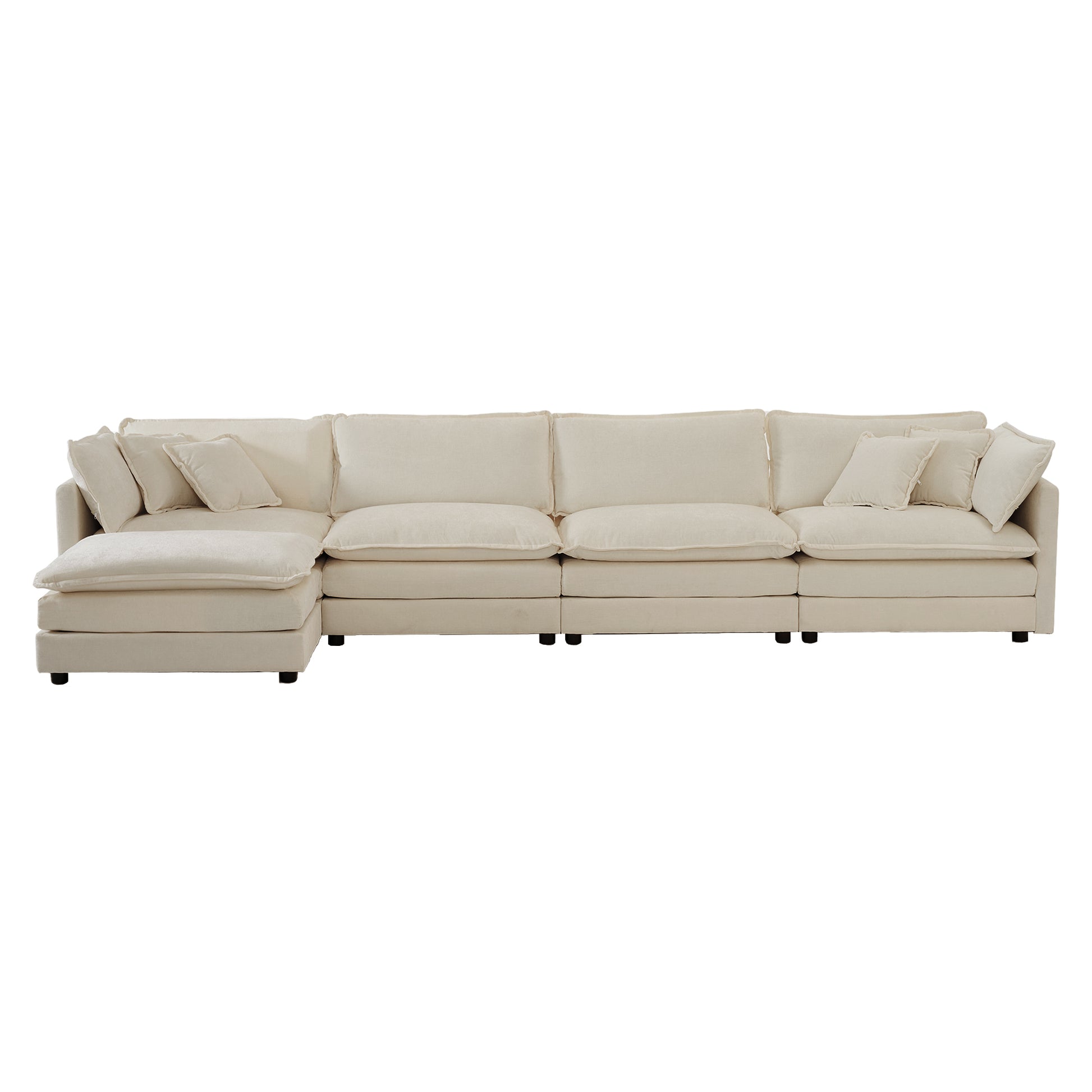 Modular Sectional Sofa For Living Room,U Shaped Couch 5 Seater Convertible Sectional Couch With 1 Ottoman ,Beige Chenille Beige Chenille 4 Seat