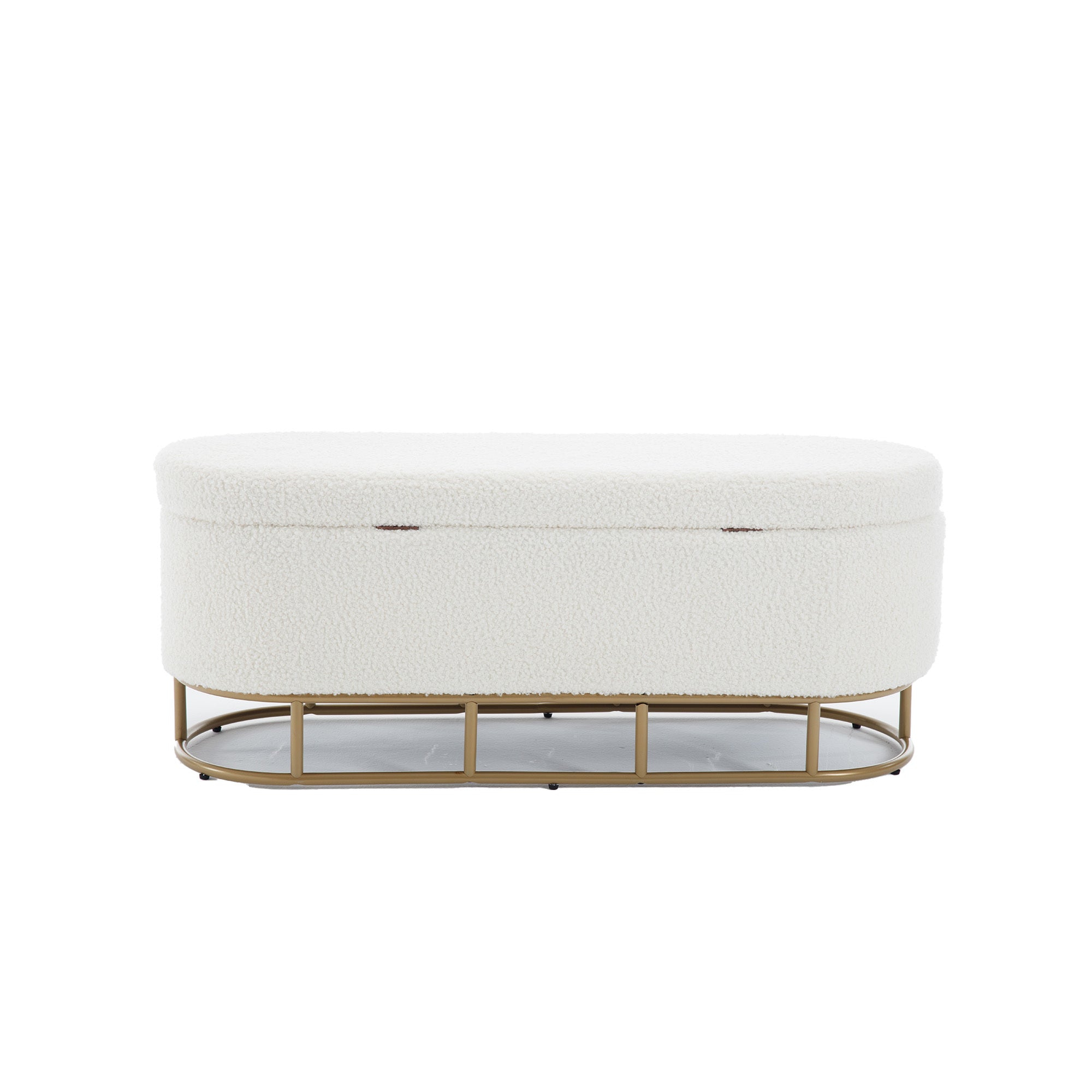 Oval Storage Bench for Living Room Bedroom End of cream-primary living space-modern-metal-internal