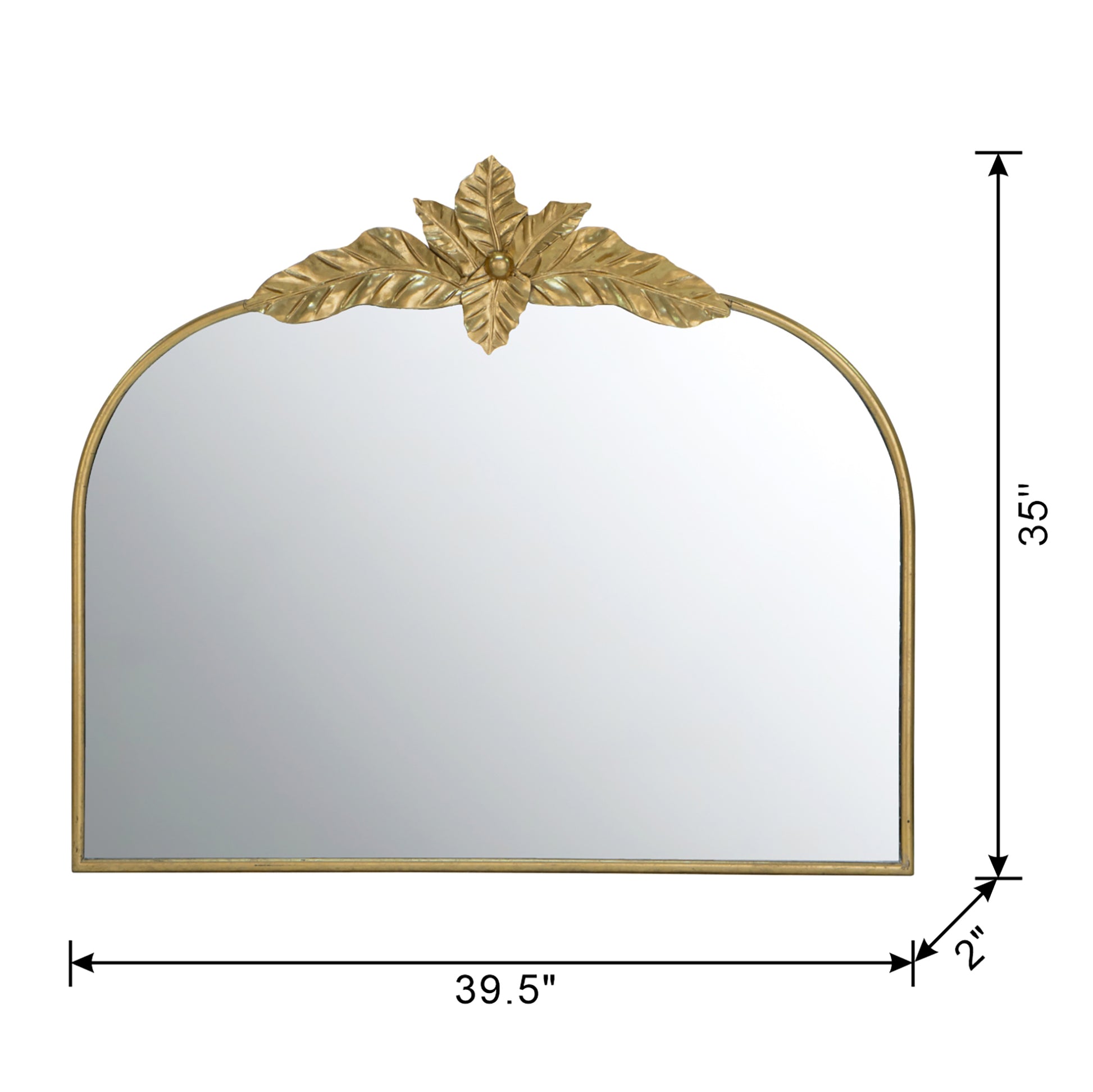 39.5" X 35" Gold Arched Mirror With Metal Frame, Wall Mounted Mirror For Living Room Bedrrom Gold Iron