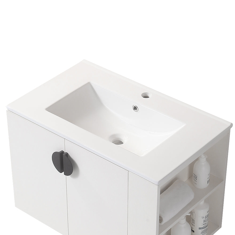 30" Bathroom Vanity with Sink,with two Doors Cabinet white-solid wood