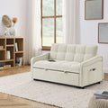 Loveseats Sofa Bed With Pull Out Bed,Adjsutable Back And Two Arm Pocket,Typec And Usb Charging With Copper Nail,Beige 47