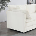 4 Piece Upholstered Sectional Sofa, 1 Piece Of 2 Seater Sofa And 2 Piece Of Ottomans2 Seater Loveseat Lounge With Ottomanswhite Chenille White Chenille 2 Seat