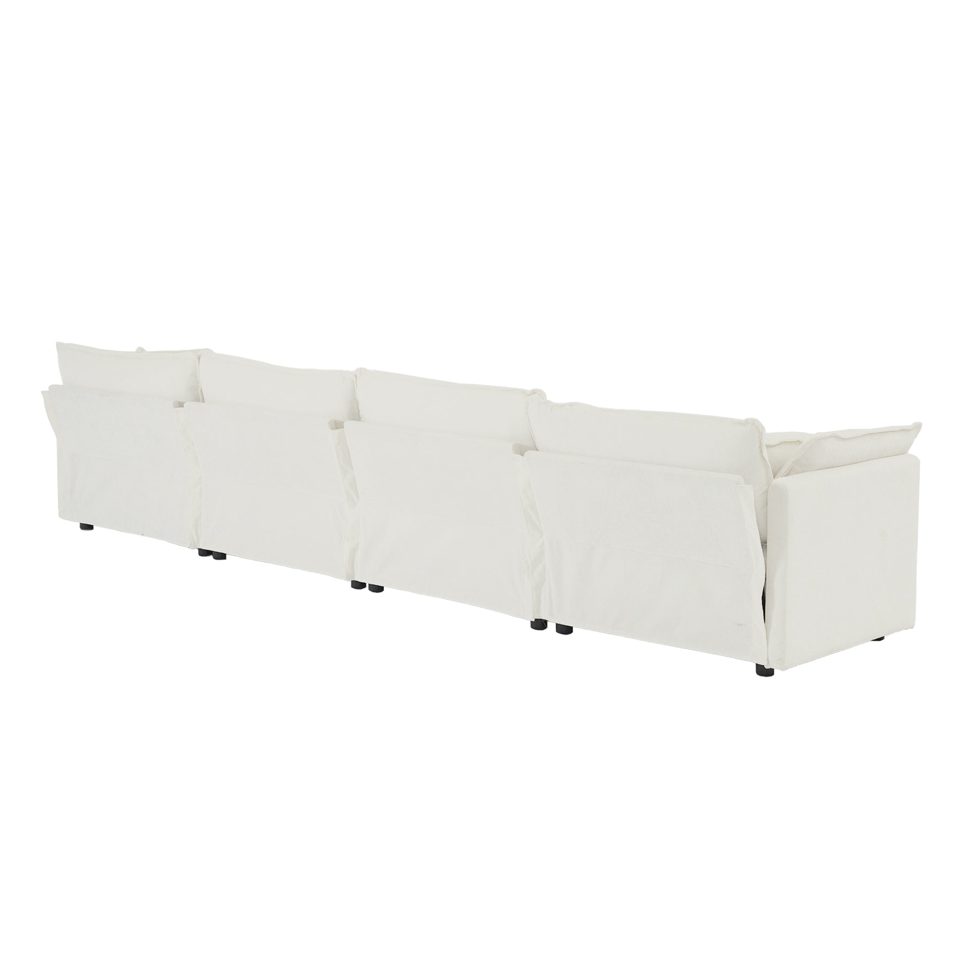 Free Combination Modular Sofa Free,4 Seater Sofa Comfy Chenille Fabric,Sectional Sofa Couch,White White Chenille 4 Seat